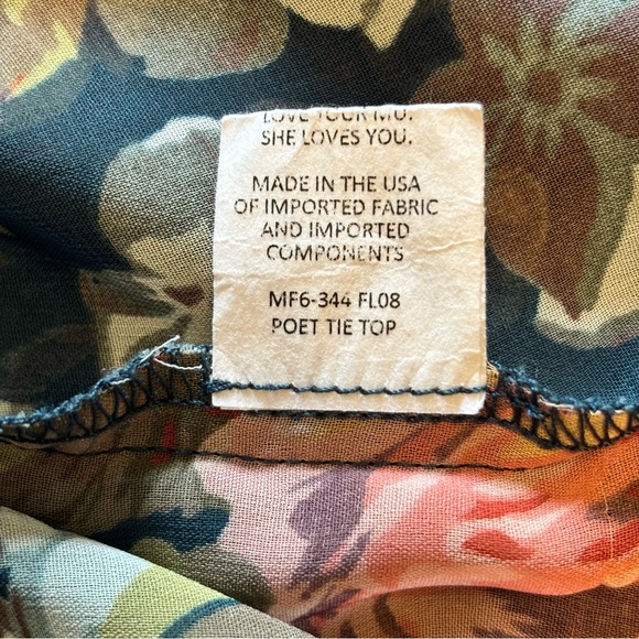 Show Me Your Mumu Teal Sheer Floral Lace up Front Peplum Cottagecore Blouse Sz M - Picture 11 of 15